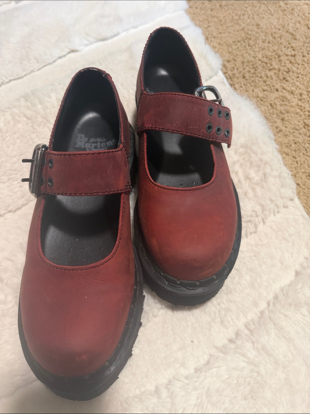 Vintage Dr. Martens Made in England Burgundy Mary Jane Shoes